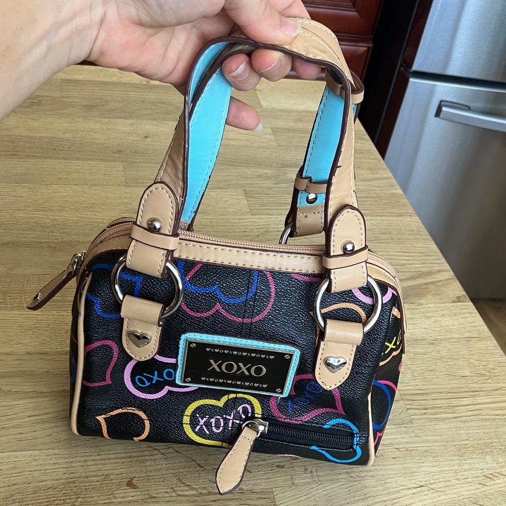 Y2K XOXO Colorful Mini hand Bag with Black and Tan Accents